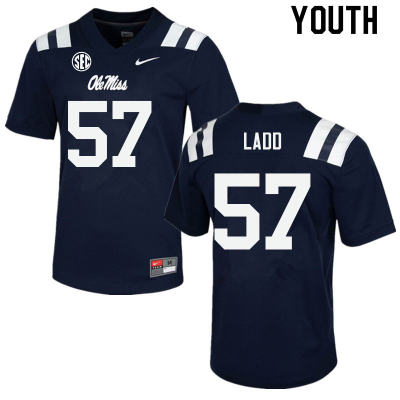Clayton Ladd Ole Miss Rebels NCAA Youth Navy #57 Stitched Limited College Football Jersey HTZ0058EW